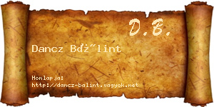 Dancz Bálint névjegykártya